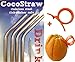 4 Stainless Steel Straws + FREE Cleaning Brush & Citrus Peeler - FUN! Handy, Elegant, Metal, Washable, SAFE, NON-TOXIC non-plastic or glass - UNbreakable! CocoStraw Brand Drinking Drink Straw