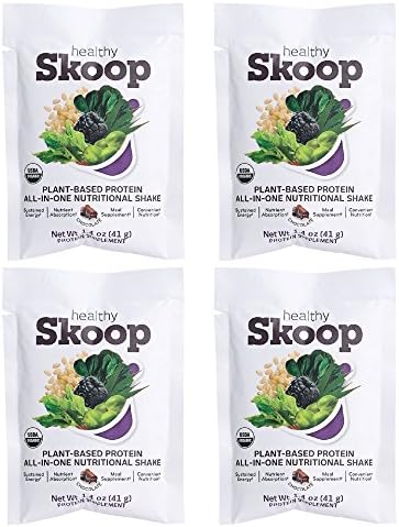 Healthy Skoop All-in-One Breakfast Protein Organic Nutritional Shake with Plant Based Protein and Fiber, 4 Count