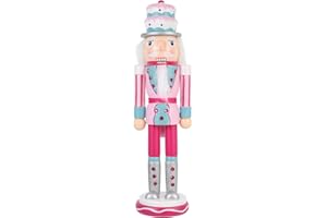 SafeSir Nutcracker Christmas Decor 14 Inch Nutcrackers Figures Traditional Wooden Christmas Decorations for Shelves and Tables(Cake Hat 1)