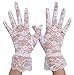 AbbyLexi Women's Vintage Sheer Floral Lace Gloves with Wrist Ruffle, White