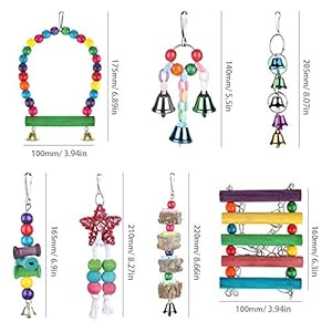 Zacro Giochi per Uccelli pappagalli, 7 Pezzi Giocattoli da Masticare, Giocattoli a Campana, per Animali di Piccola… Zacro Zacro Giochi per Uccelli pappagalli, 7 Pezzi Giocattoli da Masticare, Giocattoli a Campana, per Animali di Piccola…
