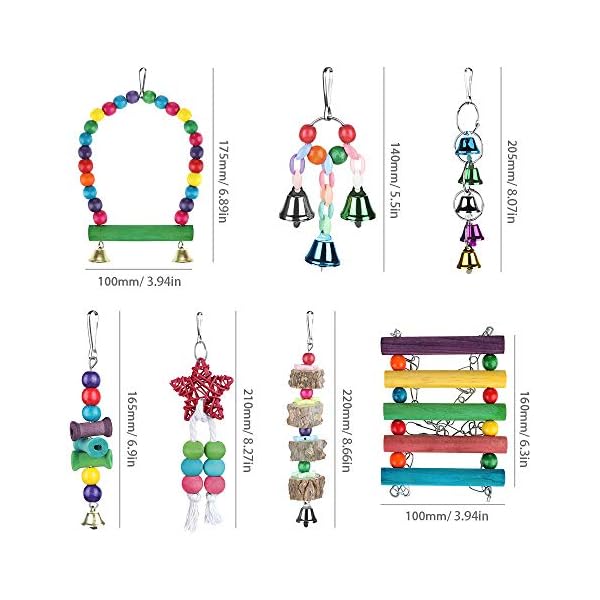 Zacro Giochi per Uccelli pappagalli, 7 Pezzi Giocattoli da Masticare, Giocattoli a Campana, per Animali di Piccola… Zacro Zacro Giochi per Uccelli pappagalli, 7 Pezzi Giocattoli da Masticare, Giocattoli a Campana, per Animali di Piccola…