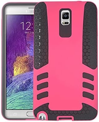 Case Cover For Samsung Galaxy Note 3 [Screen Tempered Glass] Drop Shock Protection [Double thick TPU with Grill Pattern] Rocket - Fuchsia