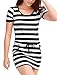 Allegra K Woman Scoop Neck Drawstring Waist Mini Dress S Black White