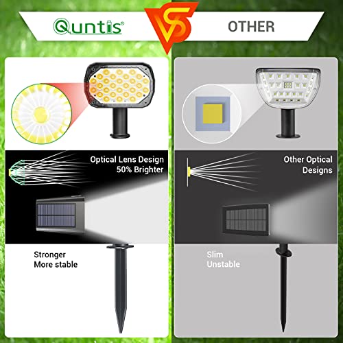Quntis 6 Pack Solar Spot Lights Outdoor, Solar Garden Spotlights IP65 Waterproof, 3 Modes, Warm White, Crystal, Luxury Garden, Outdoor, Garden, Pool, Yard, Garage