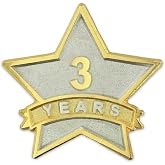 PinMart Year Service Award STAR Lapel Pin &ndash; Gold Color Plated- &amp; Silver-Plated Metal Workplace Reward Pin &ndash; 1-30, 35, 40, 45 &amp; 50 Years of Service Star Pins for Long Standing Employees or Volunteers