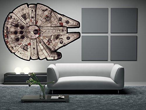PillowFigtArt Millennium Falcon Wall Decal, Millennium Falcon Decal, Full Color Millennium Falcon Decal, Large Millennium Falcon, Full Color Star Wars Decal, Falcon Wall decall pf38 (30" x 40")