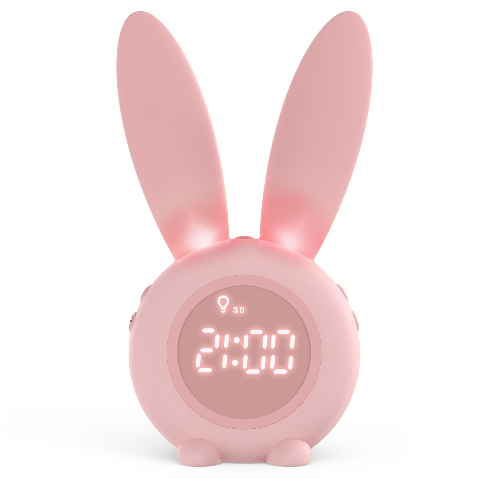 Homealexa Kids Digital Alarm Clock with Rabbit Design, LED Wake-Up Light, Pink Bedside Clock for Girls and Boys — image 1