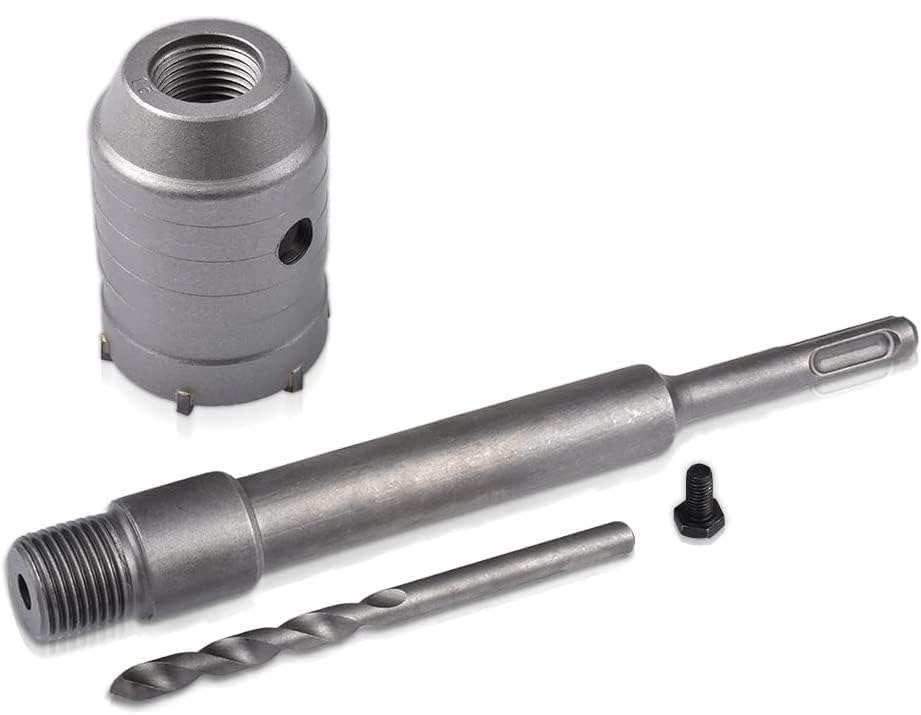 HOHXEN 40mm Concrete Hole Saw + 200mm Connecting Rod + Center Drill Bit + Positioning Screw, Wall Hole Cutter for Brick, Concrete Walls, Air Conditioning Opening, Masonry, Cement, Silicate Brick