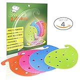 4 Vegetable Scrubber Brushes: Double Sided Silicone Fruit and Vegetable Scrubber - Multi Use: Potato Scrubber - Carrot Brush - Trivet - Jar Opener BBQ grill glove (4 random colors)