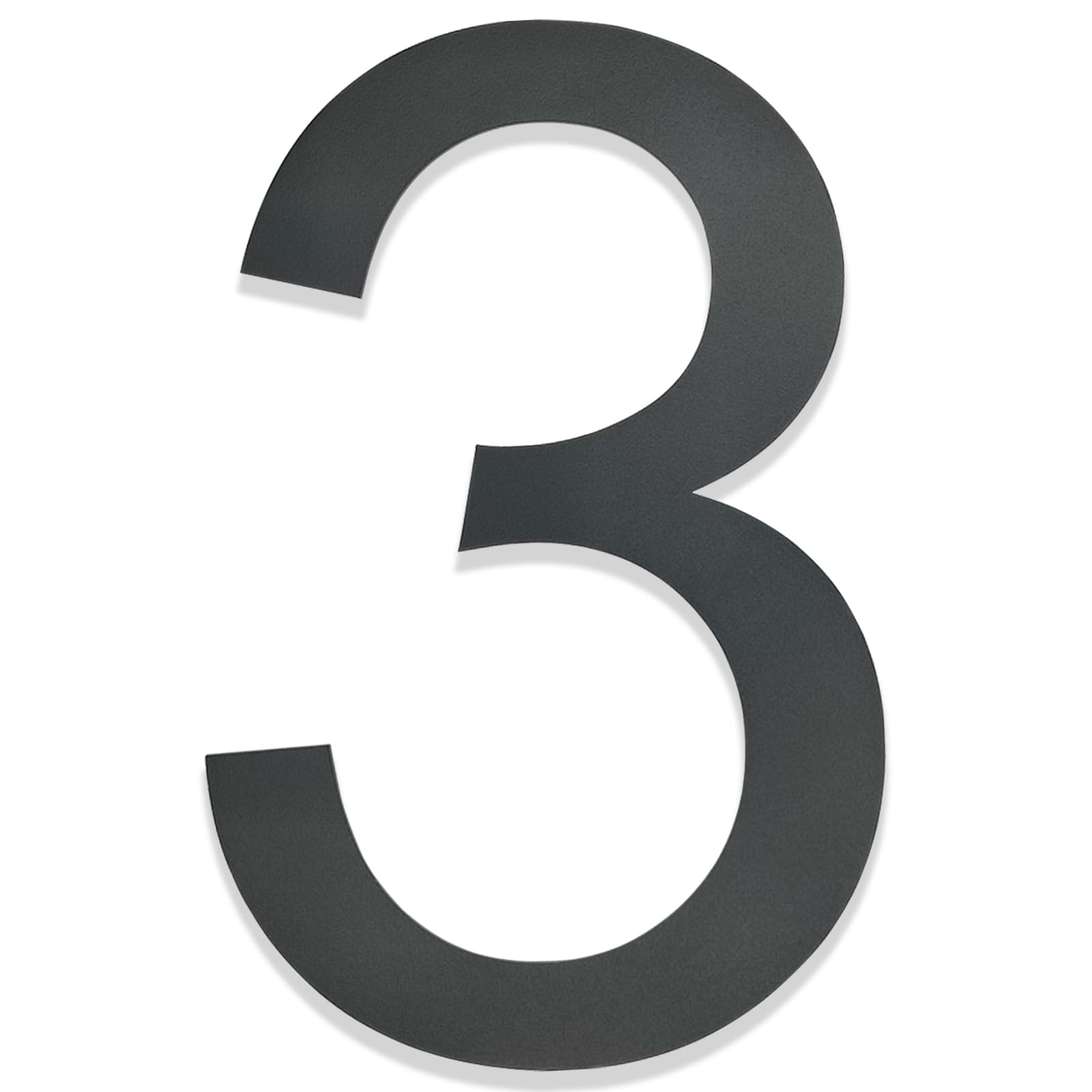 Hopelit House Number Sign, House Number Anthracite RAL 7016, Anthracite Grey, Fine Structure, Powder Coated, House Number Stainless Steel, House Number Height 20 cm - Arial Font - Number 3