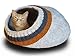 Meowfia Premium Felt Cat Cave (Large) - Eco-Friendly 100% Merino Wool Cat Bed - Soft and Comfy Beds for Large Cats and Kittens (Light Gray/Knitting)