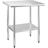 Hally Stainless Steel Table for Prep & Work 24 x 30 Inches, NSF Commercial Heavy Duty Table with Undershelf and Galvanized Le