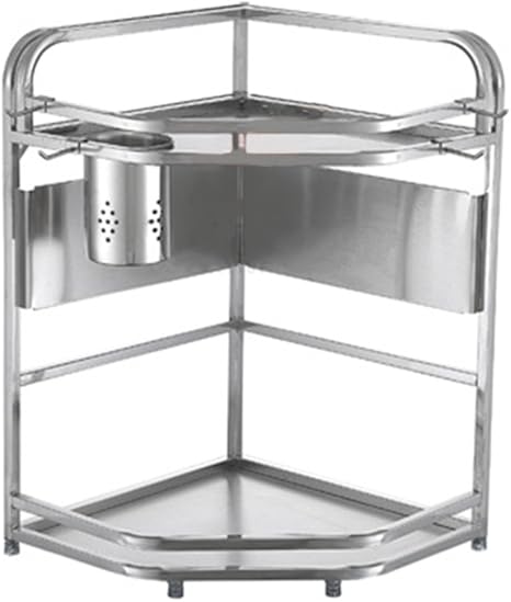 Amazon Qffl キッチン収納ラック ステンレススチール 三角コーナー キッチン用品ラック 調味料スパイスラック収納 キッチンラック サイズ さいず 24 24 44cm 調味料 スパイスラック オンライン通販