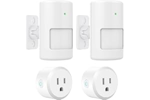 Wothfav Motion Sensor Light Switch with Outlet, 2 Pack, PIR Infrared Motion Sensor Switch with 3 Adjustable Sensing Modes, Wireless Motion Sensor for Home Appliances