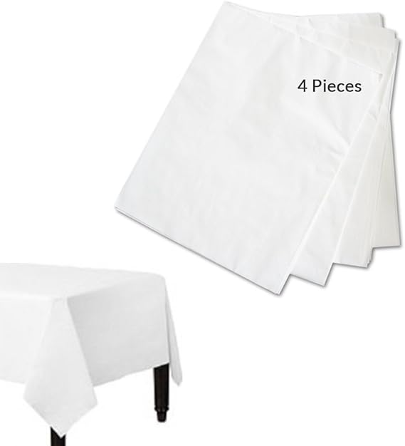 Pack Of 4 Disposable White Paper Table Cover Square 90x90cm For