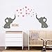 LUCKKYY Elephant Family Wall Decal Removable Vinyl Wall Art Elephant Bubbles Wall stickers Baby Nursery Wall Decor (Grey+pink)
