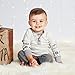 Burt's Bees Baby Baby Boys, Short Long Sleeve One-Piece Bodysuits, 100% Organic Cotton, Stone Heather Thermal, 12 Months