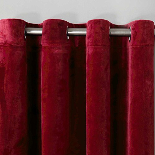 RHF Super Soft Velvet Curtain - Solid Matt Heavy Velvet Curtain-Drape Panel Super Soft Handfeel Luxury Nickel Grommet Curtains for Living Room / Bedroom / Home Theatre (W50 x L84 inches: Burgundy)