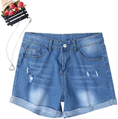 Xu Jieteenager Denim Shorts Women's Vintage Retro Rolloff High Waist Punk Sexy Jeans Curling (L)