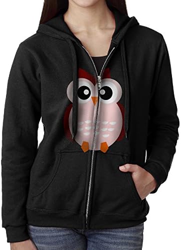KJhsfub Casual Womens Owl Bird Cartoon Full-Zip Sweatshirt Hoodie Jacket Small
