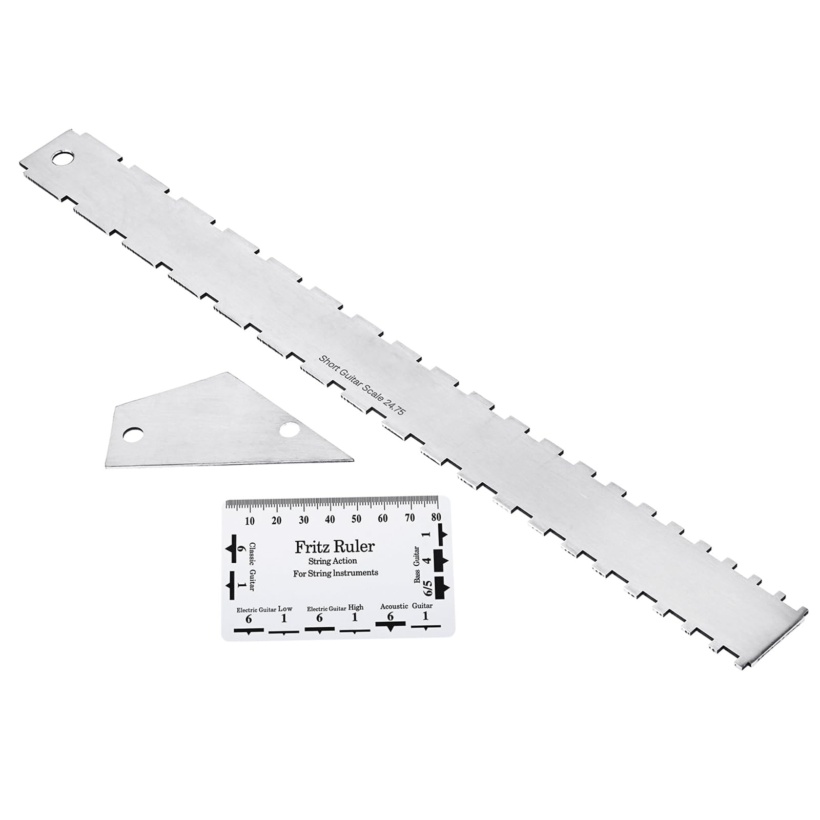 DRELD Guitar Neck Notched Straight Edge Kit, Luthiers Tool with Neck Notched Straight Edge, Fret Rocker, String Height Gauge for Electric Guitar, Acoustic Guitar, Bass, and other 6 String Instruments
