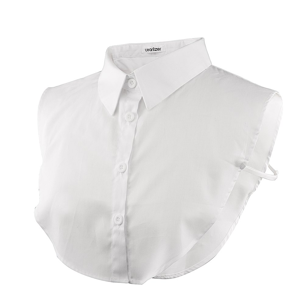 Wearlizer Vintage Elegant Women's Fake Half Shirt Detachable Blouse with V-neck design in Cotton- White(Size: none)