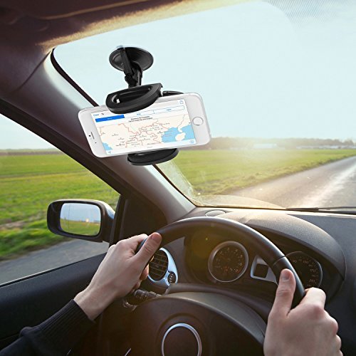 AUKEY Car Phone Mount, Washable Strong Suction Phone Holder with Quick Release Button for iPhone 8/8 Plus / 7/7 Plus, Samsung and More