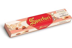 Sperlari Torrone Traditional Italian Candy - Gourmet Hard Nougat With Honey, Citrus & Crunchy Sliced Almonds - Holiday Italian Nougat Sweet Treat - Full Size Candy For Gifting - 5.29oz (150g) 1 Pack