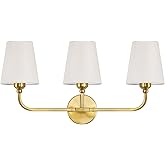 Kvhiiw Bathroom Vanity Light, Brushed Gold Bathroom Light Fixtures, 3-Light Lighting Fixtures Over Mirror, Modern Wall Sconce