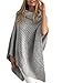 Simplee Apparel Women's Turtleneck Knitted Poncho Pullovers Sweater,Gray,One Size,Gray,One Size