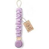 Muslin Cotton Pacifier Clips - Metal-Free, Lightweight and Secure Pacifier Holder for Babies (Mauve Muse) - Mila &amp; Lulu
