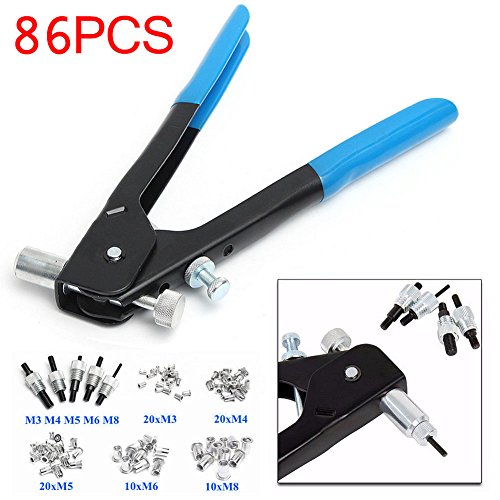 STARmoon 86Pcs M3-M8 Threaded Nut Rivet Insert Tool Set Riveter Rivnut Riveting Kit