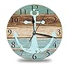 Anchor-ClockTimeworn-Marine-on-Weathered-Wooden-Planks-Rustic-Nautical-Theme-Round-Wall-ClockBattery-OperatedLarge-Clock12-Inch-Analog-Quiet-Desk-Clock-for-KitchenHomeOfficeSchool
