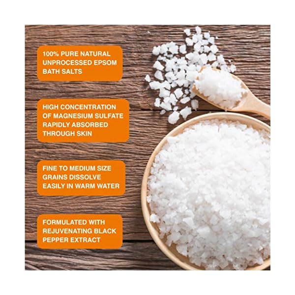 Drsalts 100% Epsom Bath Salts Post Workout Therapy with Rejuvenating Black Pepper Soothe Sore Muscles & Joints 1kg