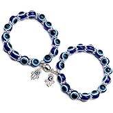 4 Pcs Evil Eye Bead Bracelet Hamsa Hand Fatima Charm Stretch Amulet Turkish Good Luck Protection Kabbalah Jewelry