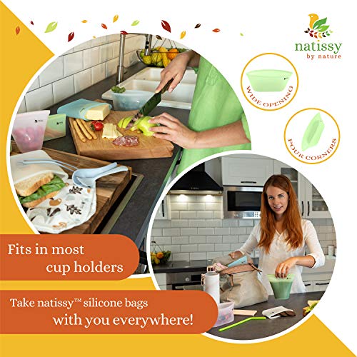 Sacchetti Silicone per Alimenti Riutilizzabili, 8 Pezzi Sacchetti Alimenti Richiudibili Gelo senza BPA, Buste per Congelare, Borse Ecologiche Freezer con Zip, Silicone Bags per Congelatore, Conservare