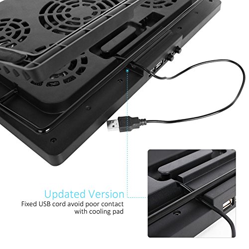 Kootek Laptop Cooling Pad 12"17" Cooler Pad Chill Mat 5 Quiet Fans LED