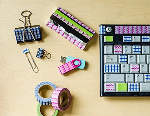 DIY Crew Washi Tape, Pack of 10. Colorful Decorative Paper Tape Set with Geometric Pattern Designs Cute Colored Collection
