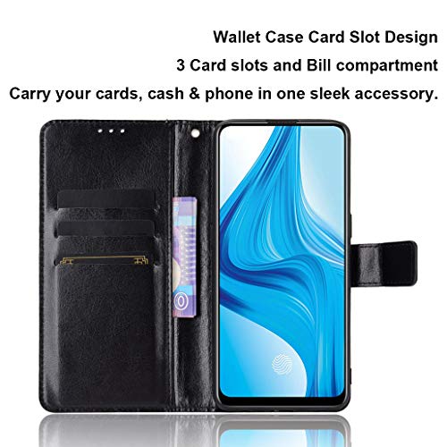 MingMing Case for LG Q7, Protective Case with TPU Shell, Folding Stand, Card Slot, Book Flip Phone Cover Case for LG Q7, Black