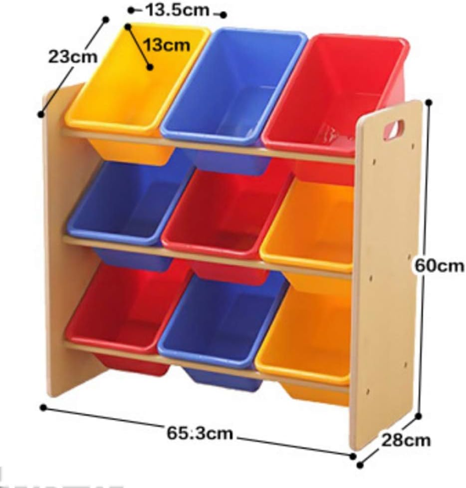 shelf XIA Toy Storage Unit with 9 Plastic Bins Boxes for Children Room Multicolor (Color : A)