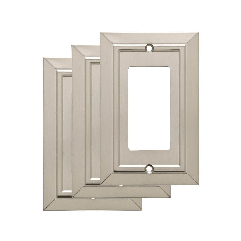 Franklin Brass Classic Architecture Single Decorator Wall Switch Plate/Cover (3 Pack), Zinc, Satin Nickel