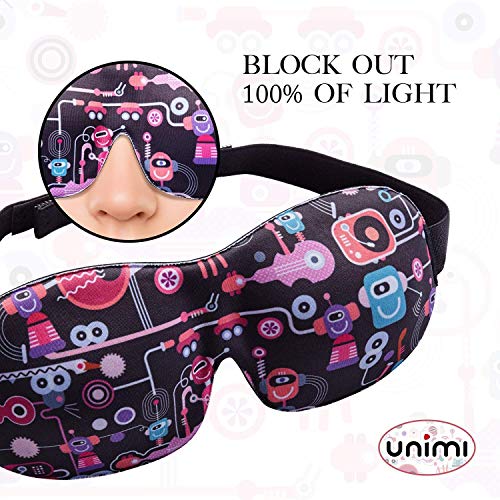 Eye Mask for Sleeping, Unimi Sleep Mask for Men Women, 100% Light Blocking, Comfort and Lightweight 3D Eye Cover, Pressure-Free Eye Shades for Travel, Shift Work, Naps, Night Blindfold(Black+Drawing)