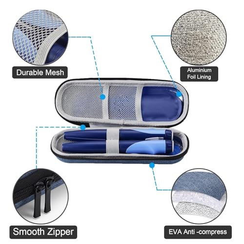 Insulin Pen Cooler Travel Case Insulin Pen Portable Medical Cooler Bag Insulin Cooler Case for Diabetes and Other Diabetic Supplies for Daily Life Trip,No ice packs (Blue)