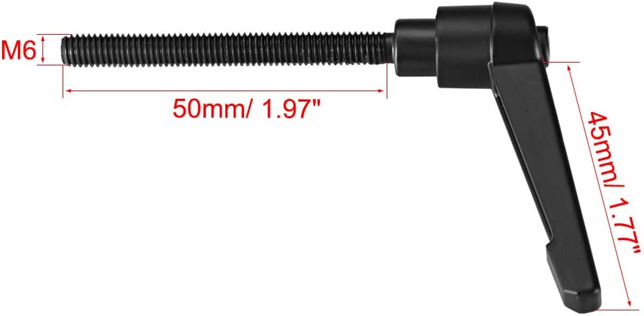 sourcing map M6 x 50mm Handle Adjustable Clamping Lever Thread Push Button Ratchet Male Threaded Stud Knobs Quick Release Screw Handles Bolts with Locking Lever Black - Image 4