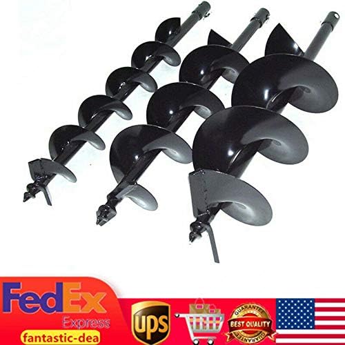 3 bits 4"6"8" Earth Auger Drill Bits Petrol Post Hole Borer Extension Bar Garden Planter Plant Flower Bulb Spiral Kit