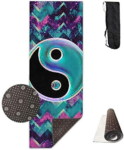 QIAOJIE Yoga Mats Yoga Mat with Carrying Bag Dream Yin Yang Fitness High Density Anti-Tear Exercise Gym Mat 70.9"x24.0"