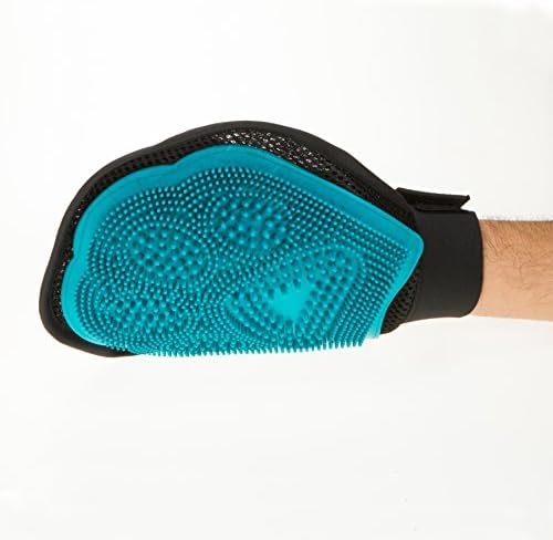 Puppy Paws Pet Glove: Grooming Tool + Pet Hair Remover Mitt - For Cat &amp; Dog - Long &amp; Short Fur - Gentle De-shedding Brush - Rubber Tips for Massage &amp; Bris - Ultimate Groomer