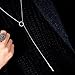 F-U 1Pc Women Metal Ring Stick Pendant Charming Chain Statement Necklace Silver Plated