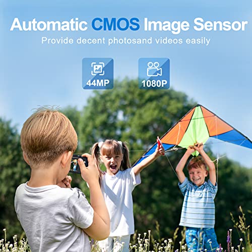 Digital Camera, FHD 1080P Kids Camera 44MP Point and Shoot Digital